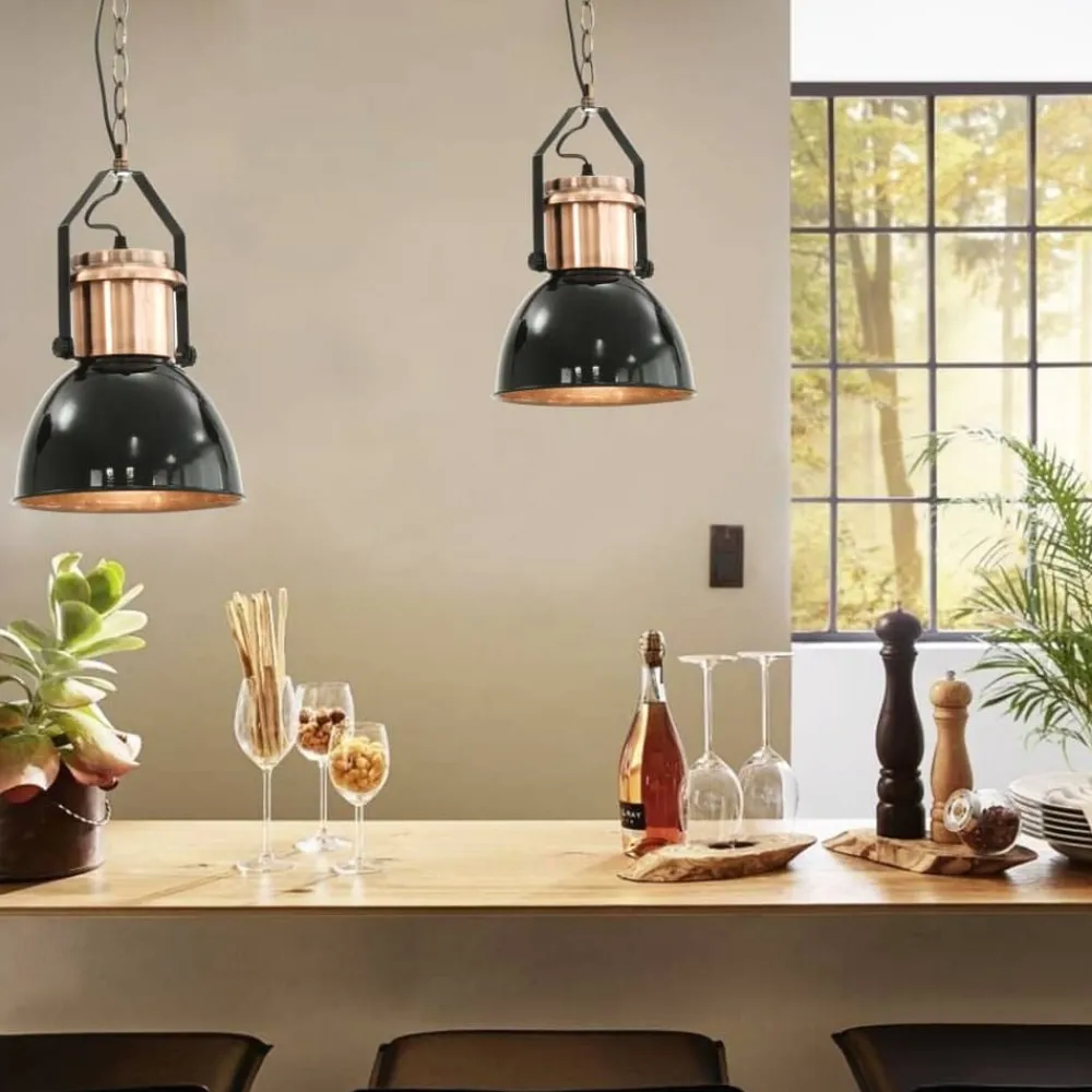 Luminaires-vidaXL Plafonniers 2 pcs Noir Rond E27