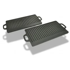 Arts De La Table & Arts Culinaires-vidaXL Plancha en fonte réversible 2 pcs 38x23 cm