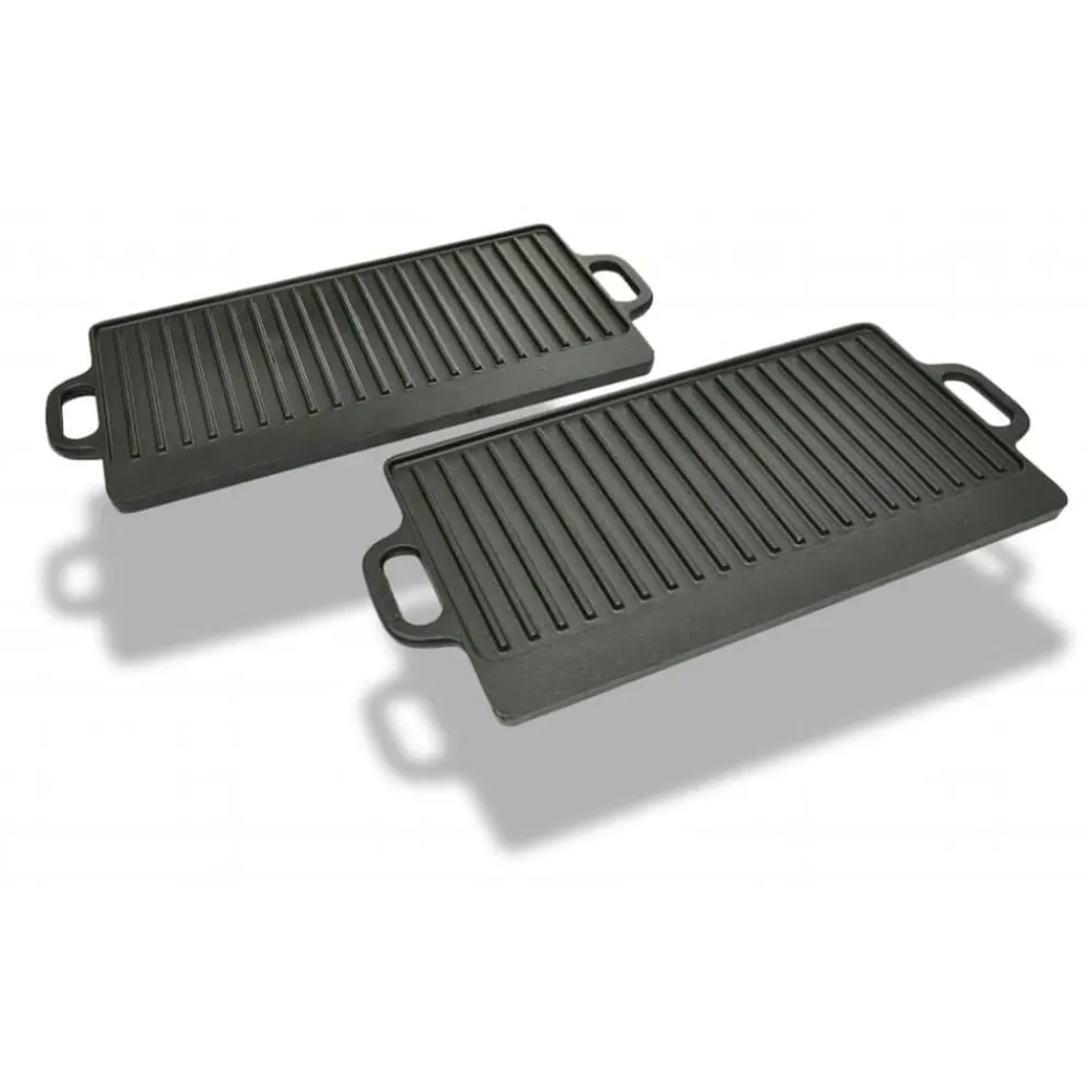 Arts De La Table & Arts Culinaires-vidaXL Plancha en fonte réversible 2 pcs 38x23 cm