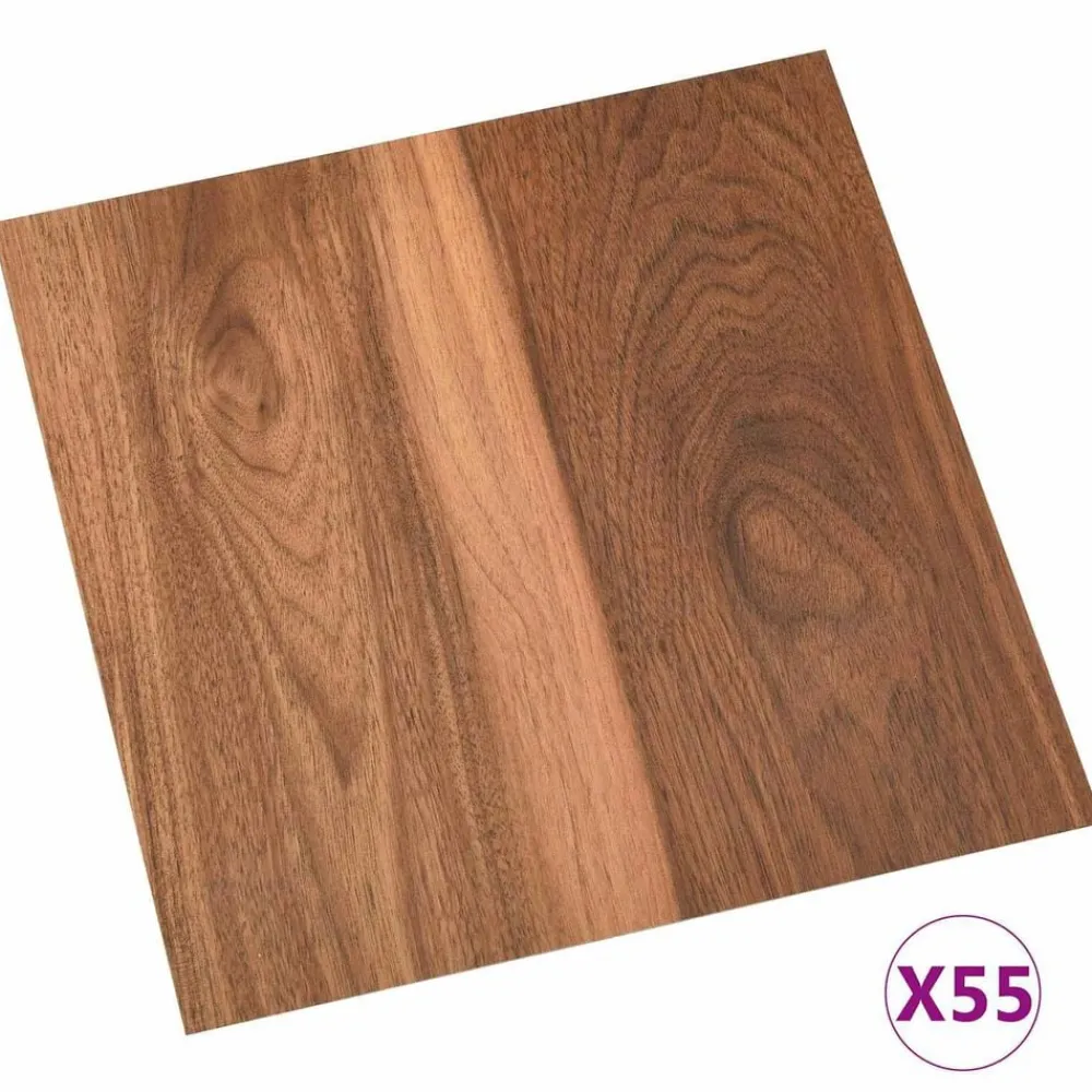 vidaXL Planches de sol 55 pcs Marron 5,11 m² PVC
