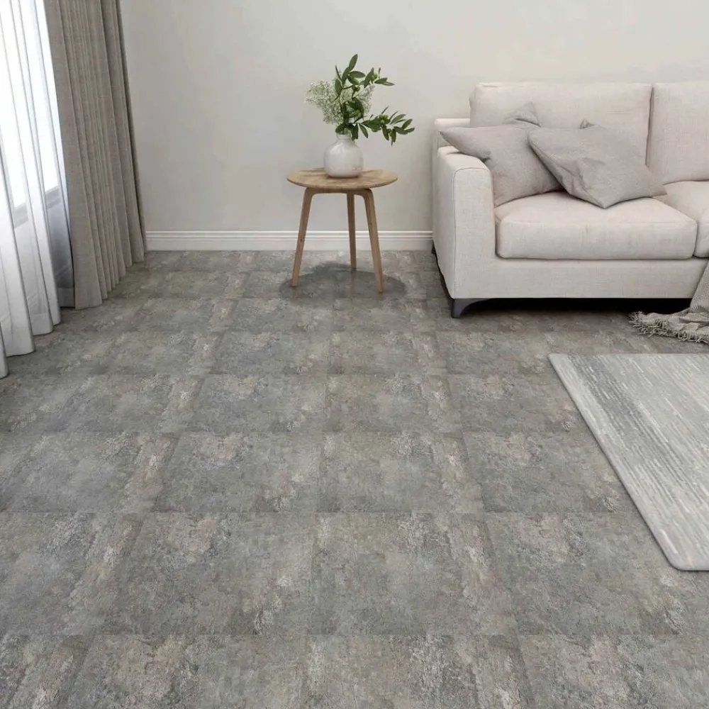 vidaXL Planches de sol 55 pcs Gris 5,11 m² PVC
