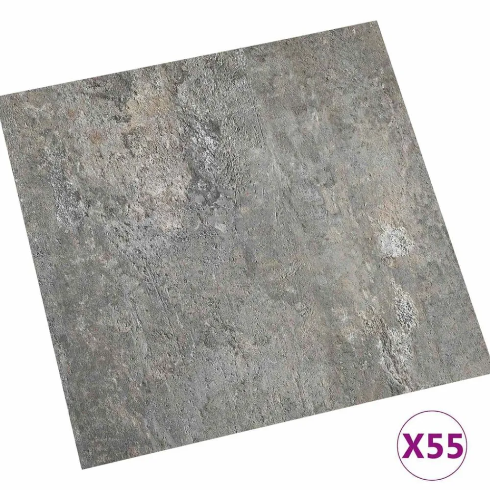 vidaXL Planches de sol 55 pcs Gris 5,11 m² PVC