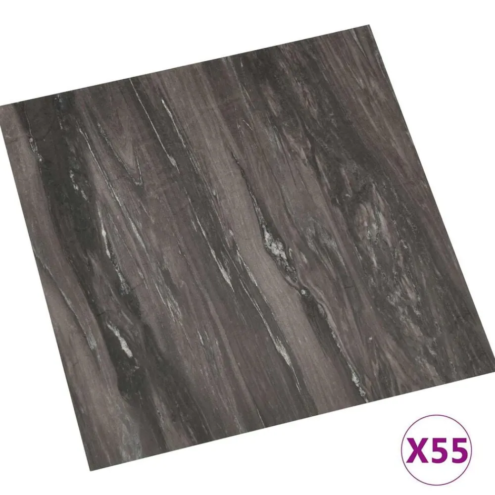 vidaXL Planches de sol 55 pcs Gris foncé 5,11 m² PVC