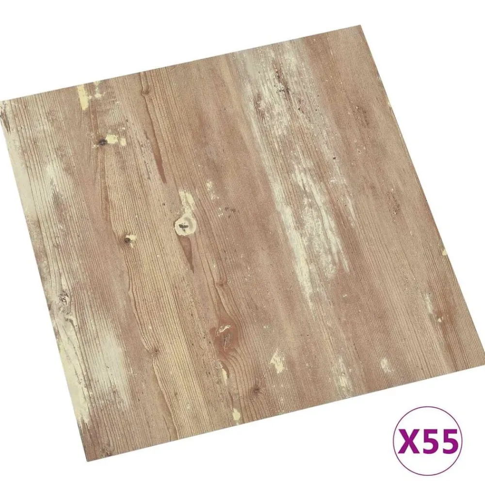 vidaXL Planches de sol 55 pcs Marron 5,11 m² PVC