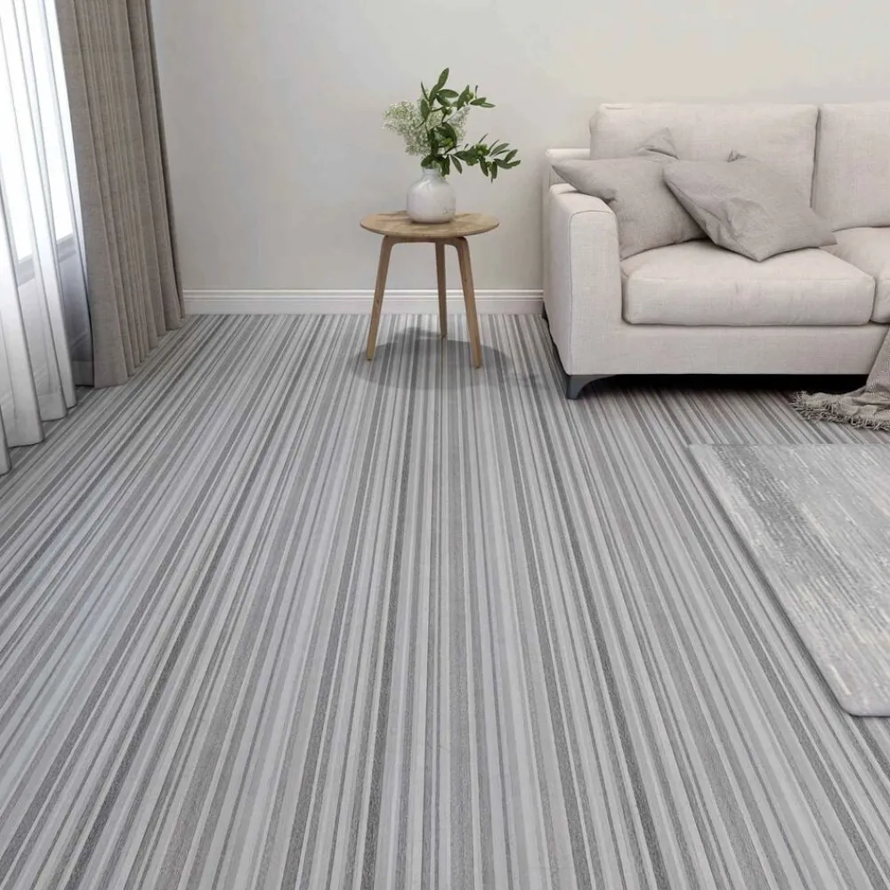 Matériaux De Construction-vidaXL Planches de sol 55 pcs Gris clair 5,11 m² PVC Rayure