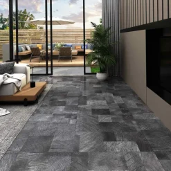 vidaXL Planches de sol 55 pcs Gris 5,11 m² PVC