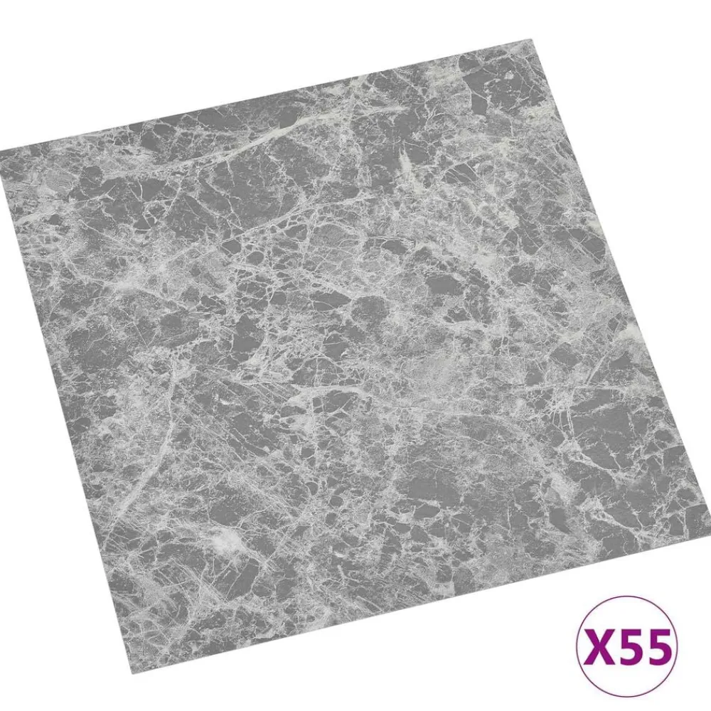 Matériaux De Construction-vidaXL Planches de sol 55 pcs Gris Béton 5,11 m² PVC