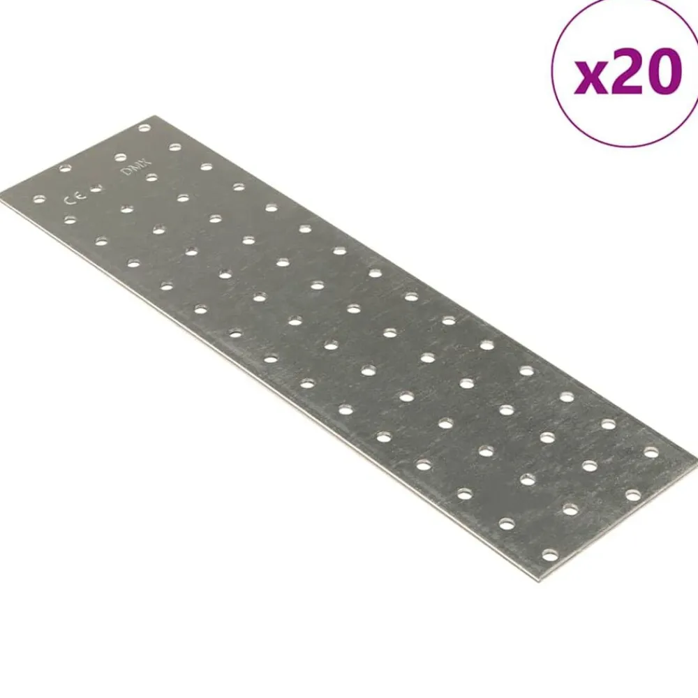 vidaXL Plaques perforées 20 pcs 2 mm 300x80 mm acier galvanisé