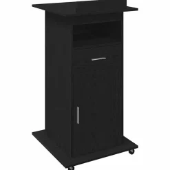 Meubles De Bureau-vidaXL Podium avec roue Chêne noir 55 x 55 x 107 cm Bois d'ingénierie Chêne noir