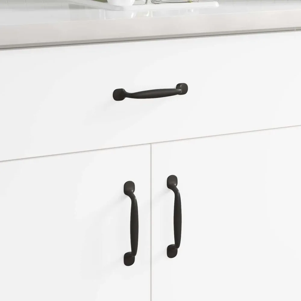 Accessoires De Quincaillerie-vidaXL Poignée de meuble 2 pcs Noir 130 x 19,4 x 22,3 mm Aluminium