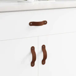vidaXL Poignées de Cabinet 2 pcs Marron 140 x 25 x 2,3 mm PU