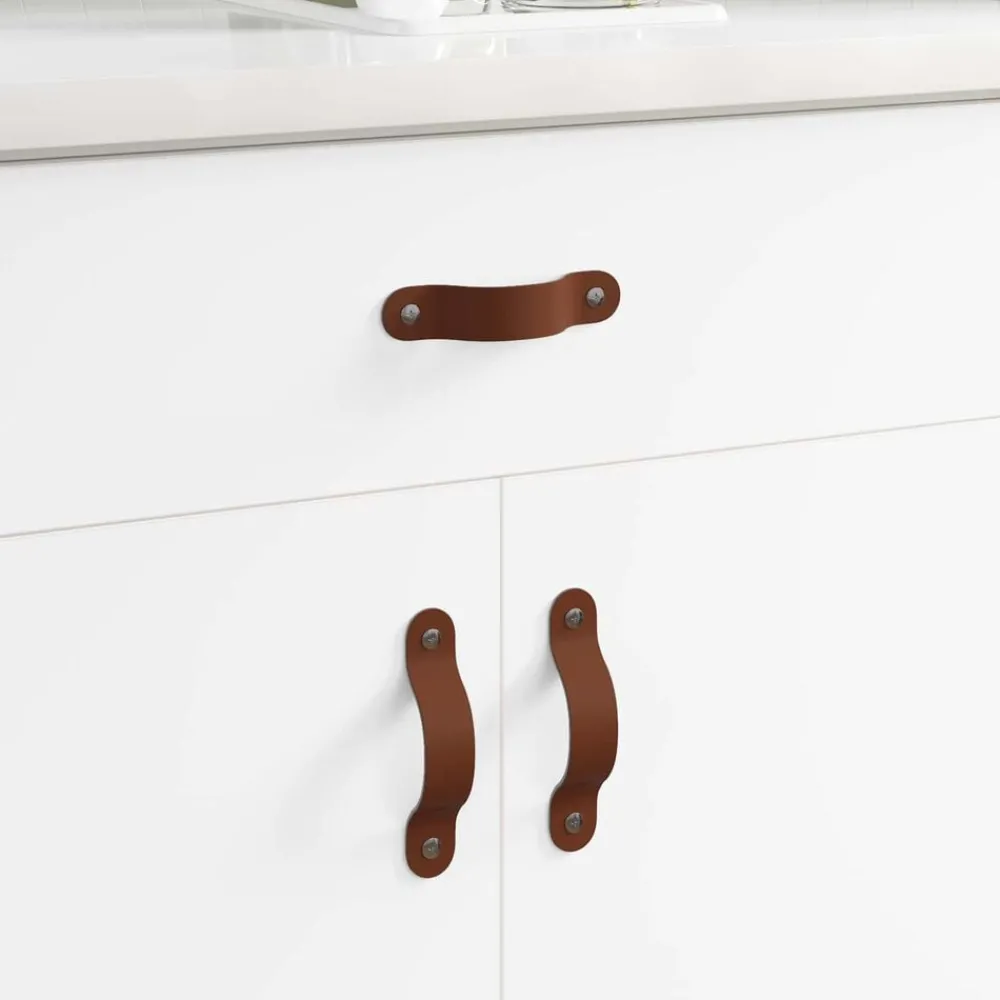 vidaXL Poignées de Cabinet 2 pcs Marron 140 x 25 x 2,3 mm PU