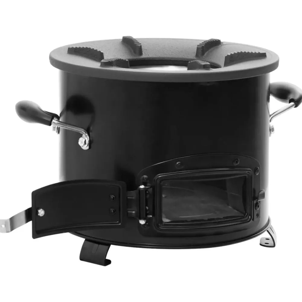 Cheminées-vidaXL Poêle à bois de camping Noir 36x26x22,5 cm Métal