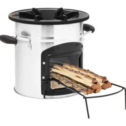 Cheminées-vidaXL Poêle à bois de camping Argenté 45,5x33x25,5cm Acier inoxydable