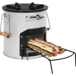vidaXL Poêle à bois de camping Argenté 45x25x26 cm Acier