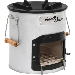 vidaXL Poêle à bois de camping Argenté 45x25x26 cm Acier