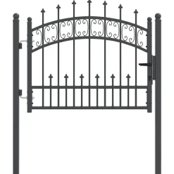 vidaXL Portail de clôture Kampen avec pointe en forme de lance, acier noir 103 x 75 cm