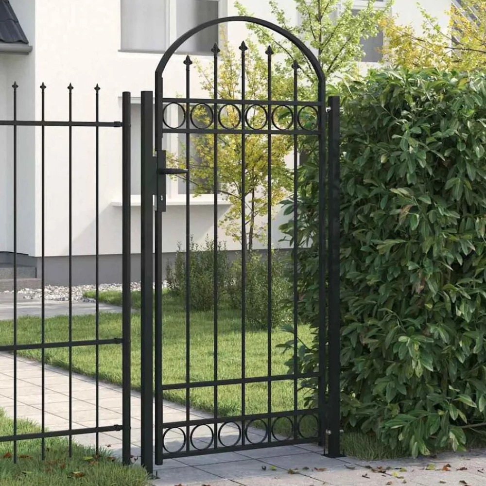 vidaXL Portail de clôture Assen avec arc en acier 89x200cm noir