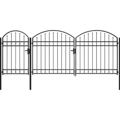 Clôtures & Barrières-vidaXL Portail de clôture de jardin avec sommet en arc 400 x 175 cm Noir