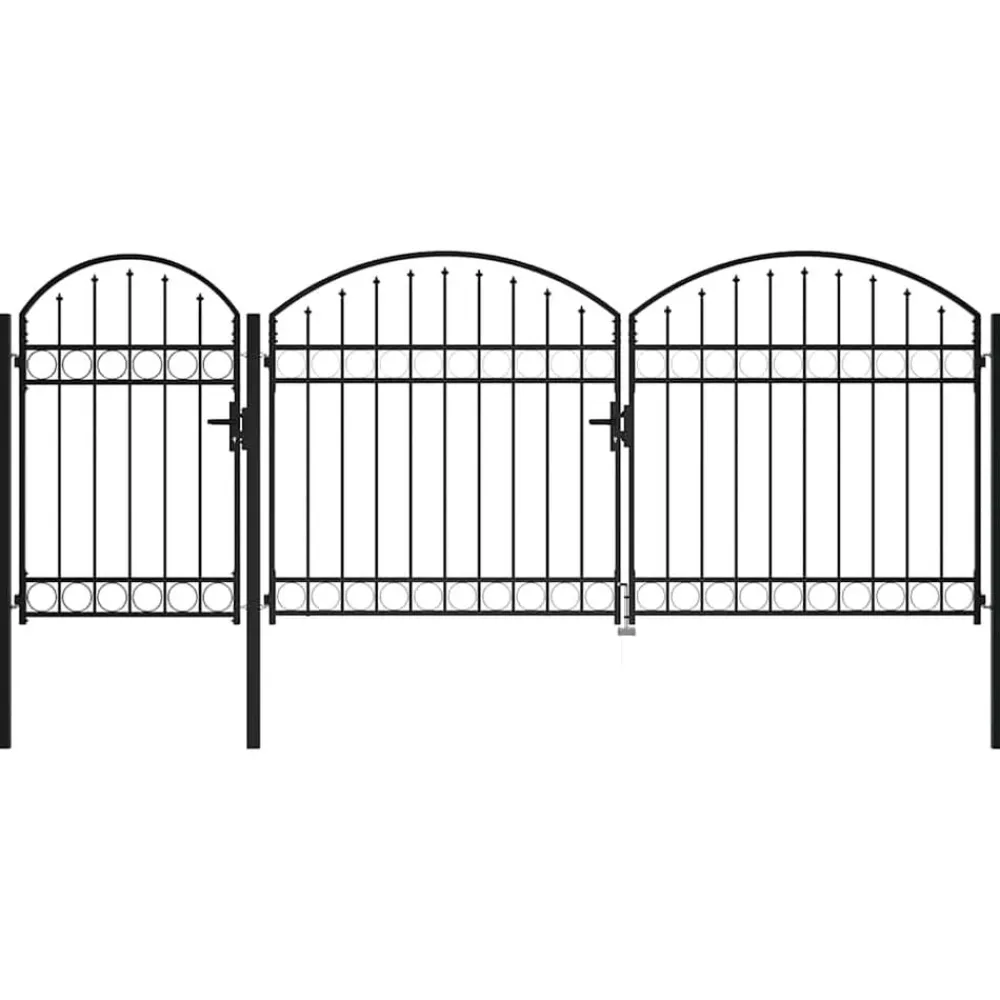Clôtures & Barrières-vidaXL Portail de clôture de jardin avec sommet en arc 400 x 175 cm Noir