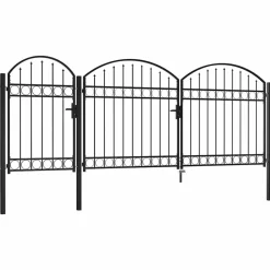 Clôtures & Barrières-vidaXL Portail de clôture de jardin avec sommet en arc 400 x 175 cm Noir