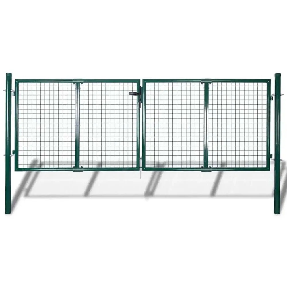 vidaXL Portail de clôture en acier 300x100 cm vert