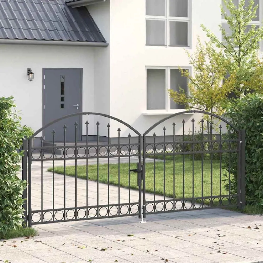 Clôtures & Barrières-vidaXL Portail de clôture Assen à double porte avec arc en acier 300 x 125 cm