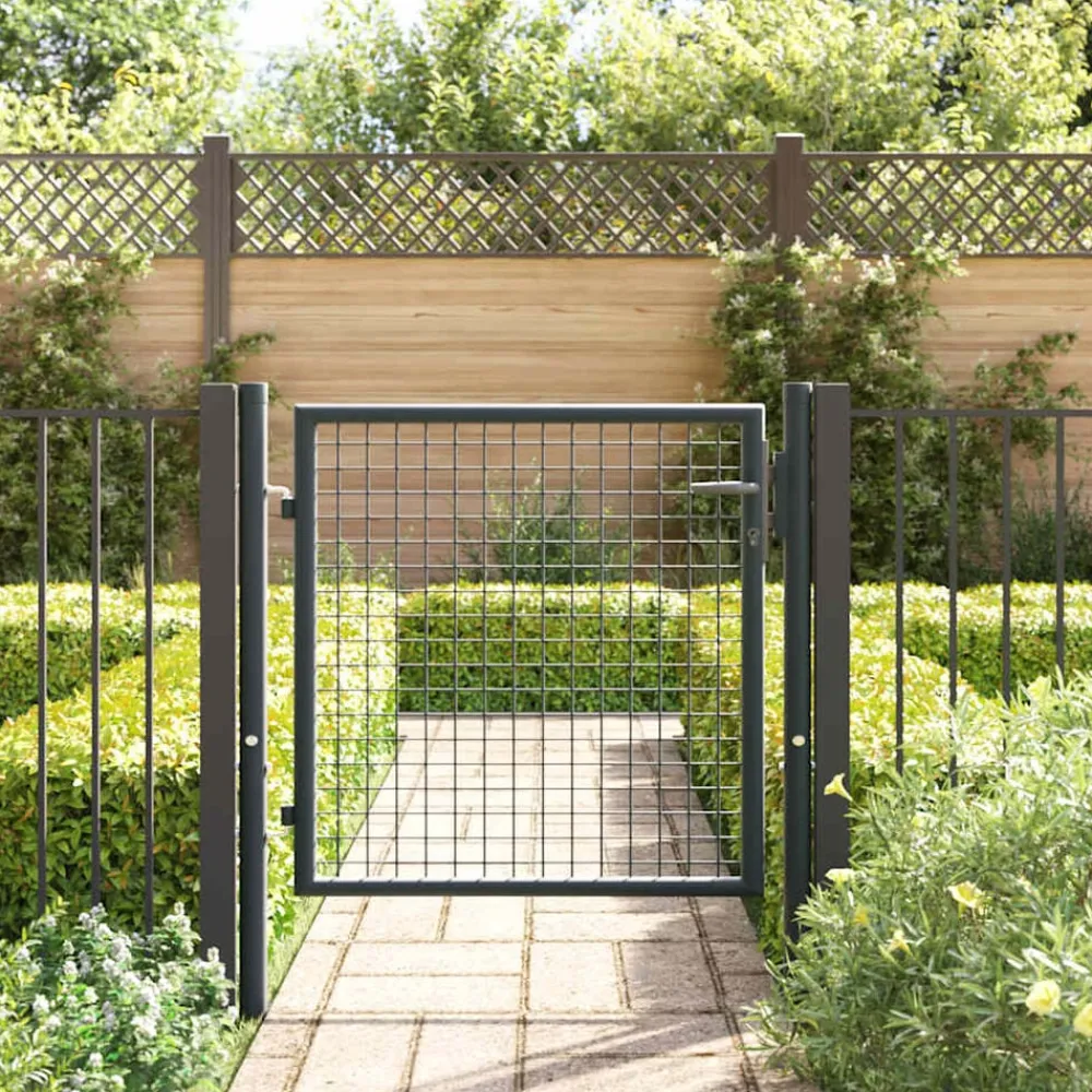 Clôtures & Barrières-vidaXL Portail de jardin grillagé en acier galvanisé gris 100 x 75 cm