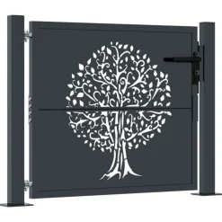 vidaXL Portail de jardin anthracite 100x75 cm acier conception d'arbre