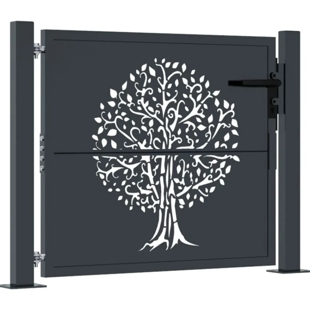 vidaXL Portail de jardin anthracite 100x75 cm acier conception d'arbre