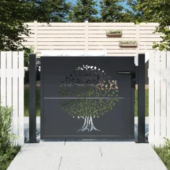 vidaXL Portail de jardin anthracite 100x75 cm acier conception d'arbre
