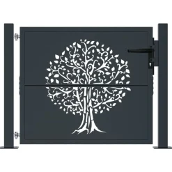 vidaXL Portail de jardin anthracite 100x75 cm acier conception d'arbre