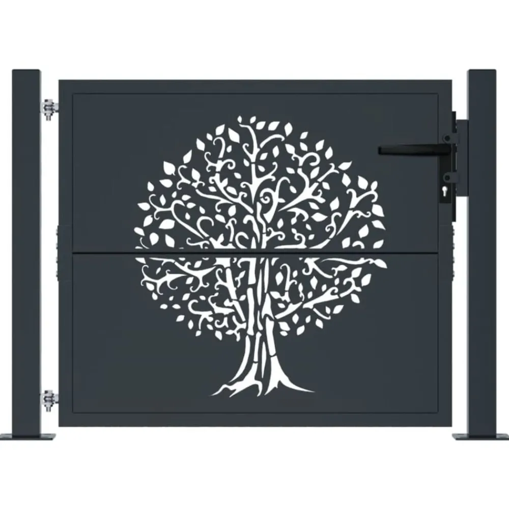 vidaXL Portail de jardin anthracite 100x75 cm acier conception d'arbre