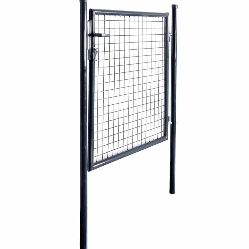 vidaXL Portail de jardin grillagé en acier galvanisé 100x100 cm gris