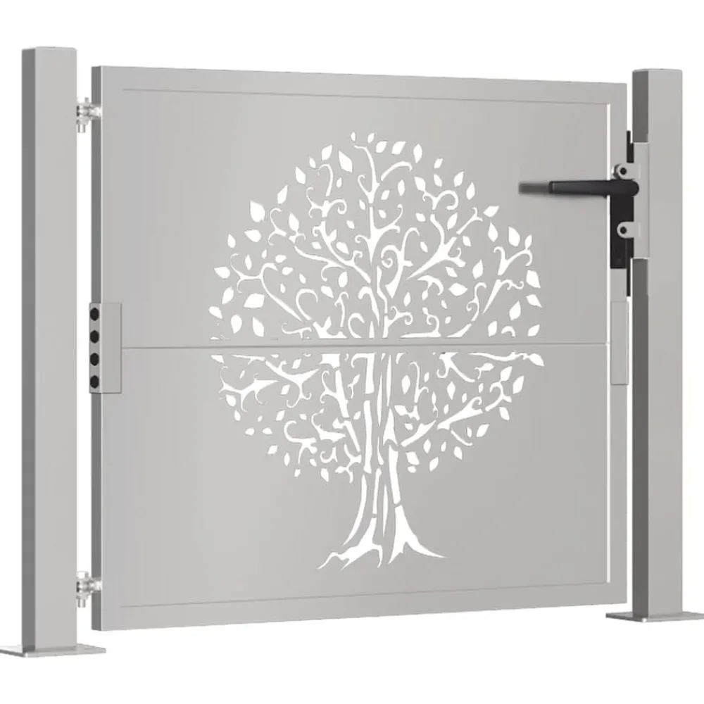 vidaXL Portail de jardin 100x75 cm en acier Corten motif arbre
