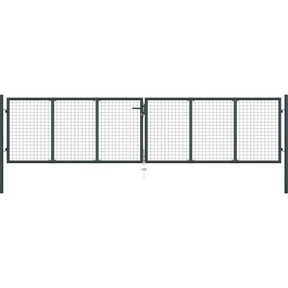 Clôtures & Barrières-vidaXL Portail de jardin grillagé en acier galvanisé gris 400 x 75 cm