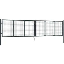 Clôtures & Barrières-vidaXL Portail de jardin grillagé en acier galvanisé gris 400 x 75 cm
