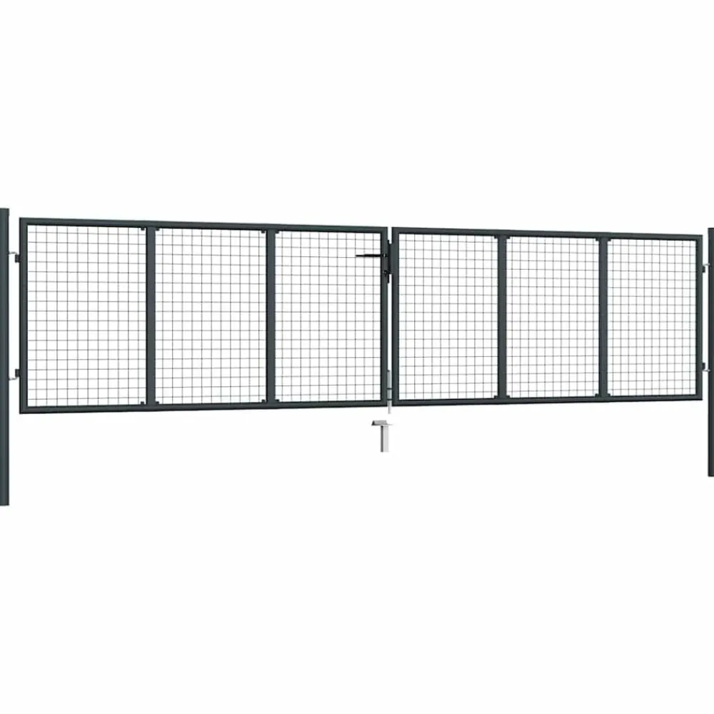Clôtures & Barrières-vidaXL Portail de jardin grillagé en acier galvanisé gris 400 x 75 cm