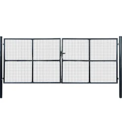 Clôtures & Barrières-vidaXL Portail de jardin grillagé en acier galvanisé gris 400 x 150 cm