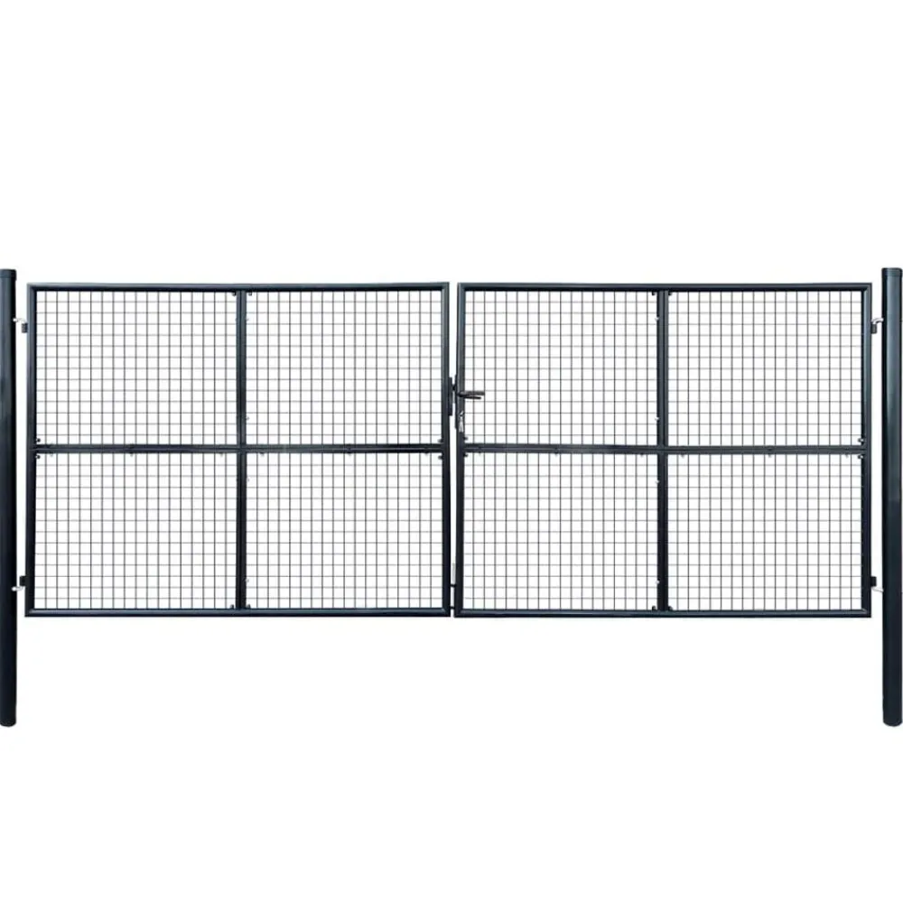 Clôtures & Barrières-vidaXL Portail de jardin grillagé en acier galvanisé gris 400 x 150 cm