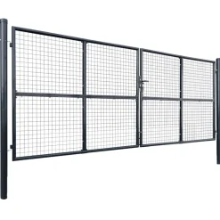 Clôtures & Barrières-vidaXL Portail de jardin grillagé en acier galvanisé gris 400 x 150 cm