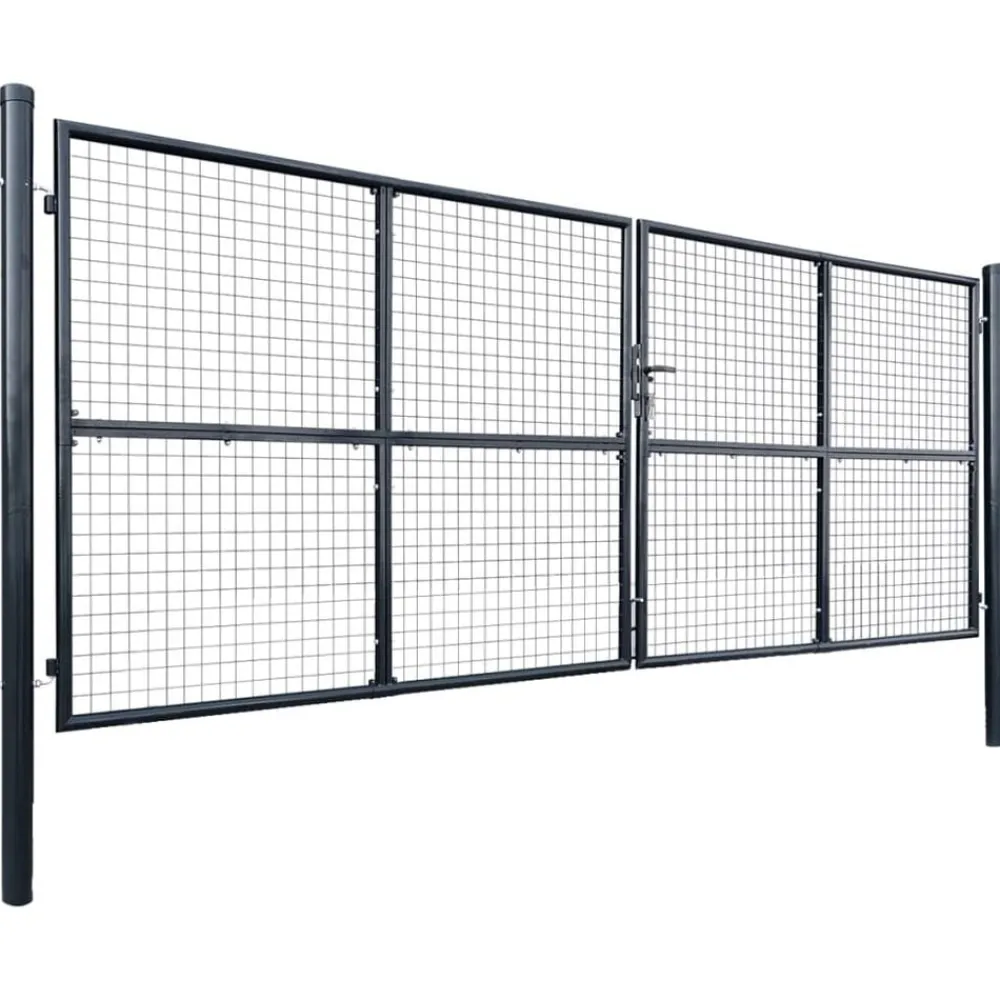 Clôtures & Barrières-vidaXL Portail de jardin grillagé en acier galvanisé gris 400 x 150 cm