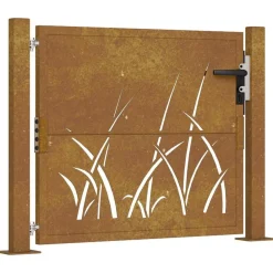 vidaXL Portail de jardin 100x75 cm en acier Corten avec motif gazon