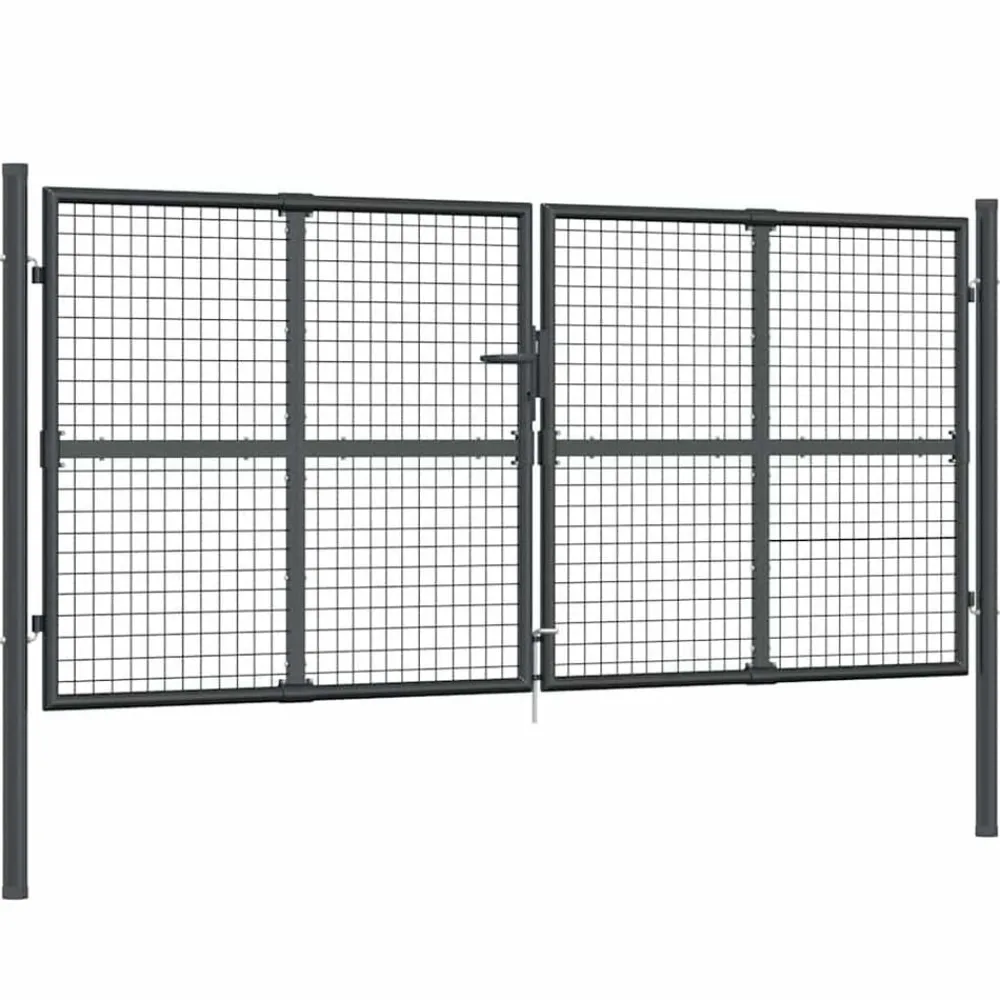Clôtures & Barrières-vidaXL Portail de jardin grillagé 300 x 125 cm Acier galvanisé Anthracite