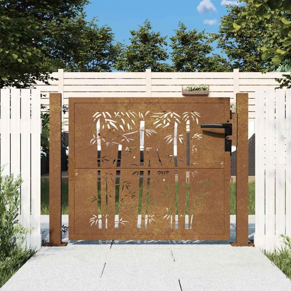 Clôtures & Barrières-vidaXL Portail de jardin 100x75 cm en acier Corten, design carré