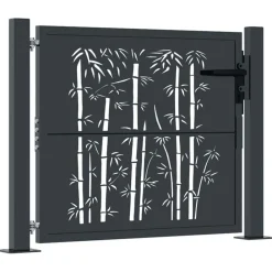 Clôtures & Barrières-vidaXL Portail de jardin Anthracite 100x75 cm Acier Design Bambou