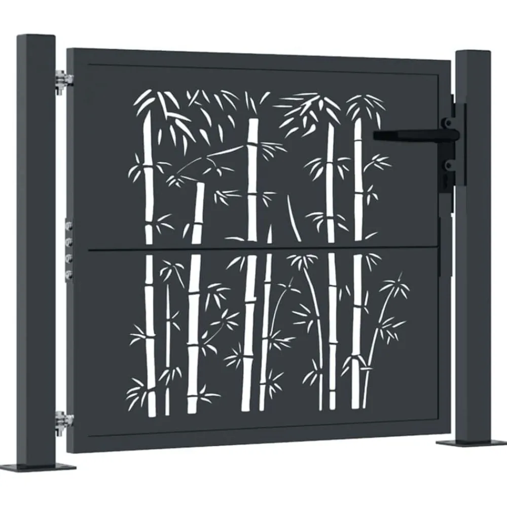 Clôtures & Barrières-vidaXL Portail de jardin Anthracite 100x75 cm Acier Design Bambou