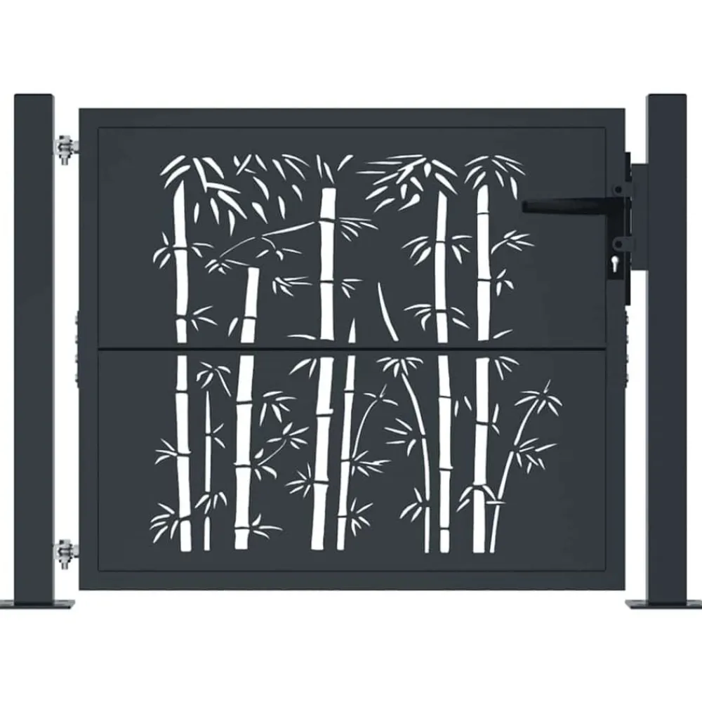 Clôtures & Barrières-vidaXL Portail de jardin Anthracite 100x75 cm Acier Design Bambou