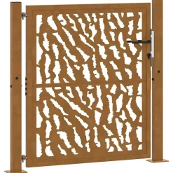 Clôtures & Barrières-vidaXL Portail de jardin 100x100 cm en acier patiné avec motif de traces Acier résistant aux intempéries/Marron