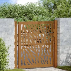 Clôtures & Barrières-vidaXL Portail de jardin 100x100 cm en acier patiné avec motif de traces Acier résistant aux intempéries/Marron
